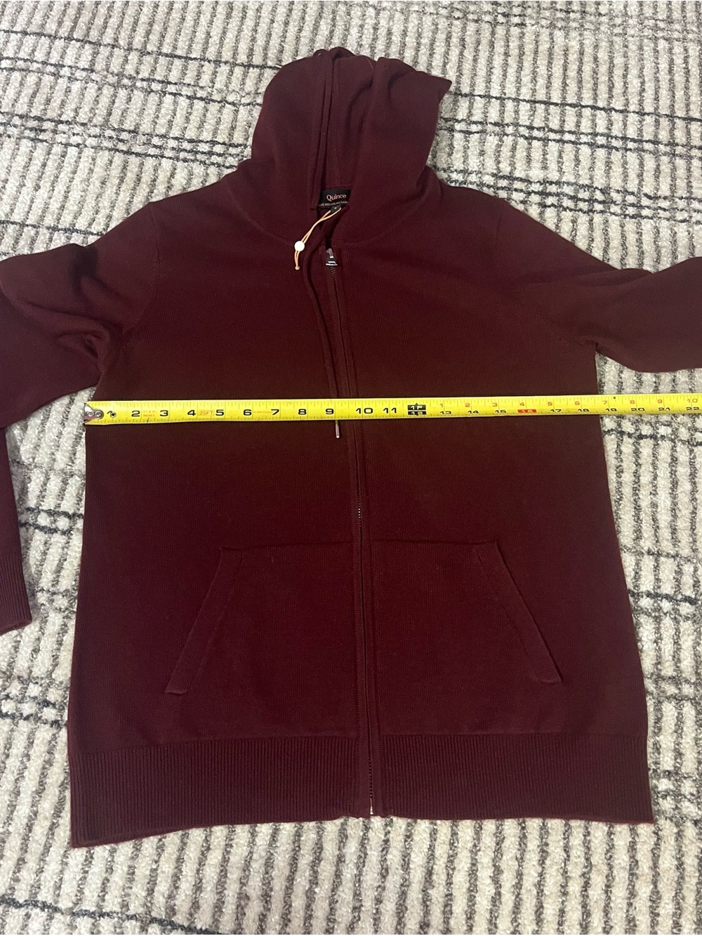NWOT Quince 100% Mongolian Cashmere Full Zip Sweater - Small - Burgundy - Picture 10 of 10